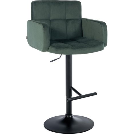 Taburete de bar Los Angeles en terciopelo Verde oscuro Negro