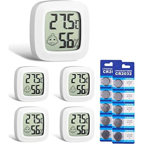 Thermomètre Hygromètre Numérique 5 Pièces, Portable pour Mesure de Température Maison Bureau Chambre Bébé, Thermomètre Mural Intérieur (1/4)