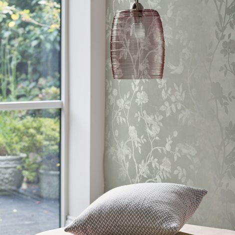 Papier peint intissé Laura Ashley Eglantine Silhouette Eau de Nil 1005 x 52cm Gris-vert argenté (1/5)