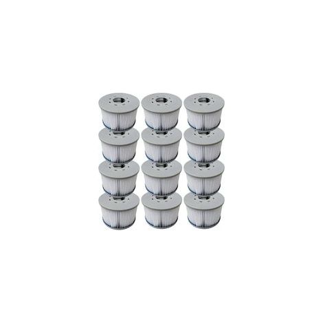 Lot de 12 cartouches filtrantes pour spas gonflables 10,6 cm de diamètre x 6,7 cm de hauteur – Polypropylène plissé 90 plis (1/5)