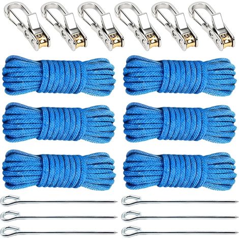 Lot de 18 Bleu Tendeur Corde 3 M avec Piquets de Tente et Poulie (1/5)