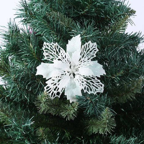 Fleurs Artificielles - 12 Pièces Décorations Festives Pour Arbre De Noël Table Mariage Intérieur Extérieur - PE Mousse - Orné De Paillettes (1/5)