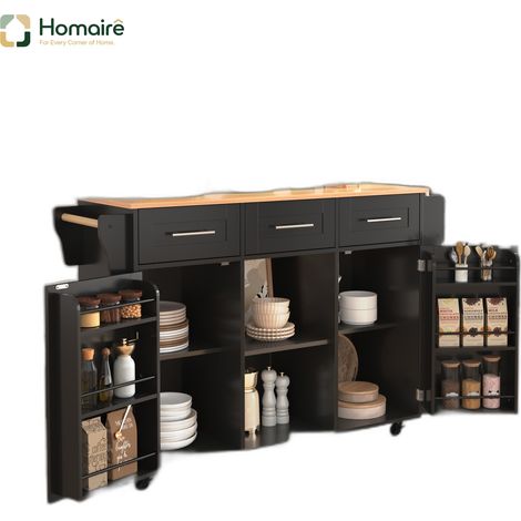 Küchenwagen aus MDF schwarz 139 x 46 x 91.5 cm HOMAIRE (1/5)