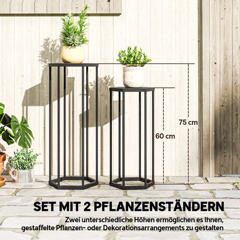 Lot de 2 présentoirs hexagonaux en métal pour plantes d'intérieur et d'extérieur, supports pour pots de fleurs, jardin, terrasse, balcon