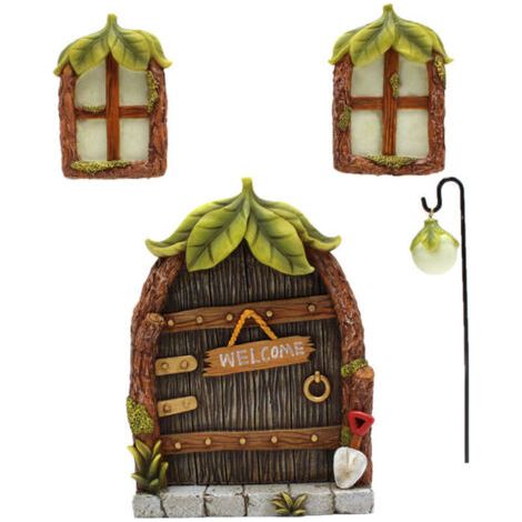 Pair Portes & Fenêtres Féeriques Lumineuses  Miniatures Gnome, Brillent dans le Noir