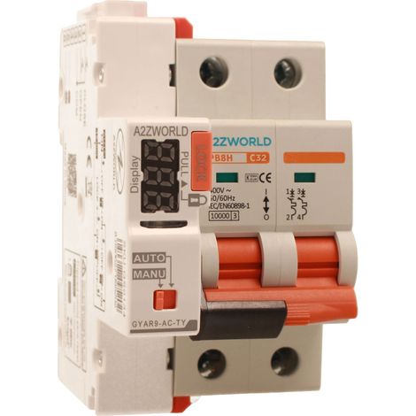 MCB Interruttore Magnetotermico WIFI Con Riarmo Automatico, Curva C 2P 3M 10000A AC 400V PB8H, Disponibili 10A 16A 20A 25A 32A 40A 50A 60A (C32A) (1/3)