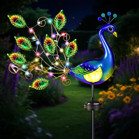 Lampe Solaire de Jardin, Statue Paon Lumière Solaire Exterieur en Métal Imperméable, Decoration Jardin Exterieur, Lampe Solaire LED pour Chemins, Patio, Pelouse, Maison, Fête (1/5)