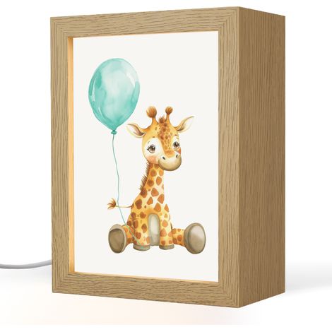 LAMPE DE CHEVET POUR ENFANT Girafe - Bébé - Animaux - Ballon bleu 15x20 cm