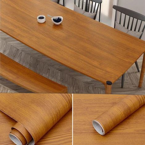 Cinta papel autoadhesiva aspecto madera muebles, rollo PVC, adhesivo decorativo cocina, adhesivos decorativos revestimiento pintado, 40 cm x 2 m (1/5)