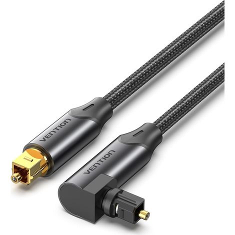 Câble Optique Numérique SPDIF 2m 90° 3- Fibre Toslink avec Connecteurs Or 24K, Nylon Tressé Antidérapant pour Soundbar/Système Home Cinéma/PS5/Xbox Series X/TV 4K (1/5)