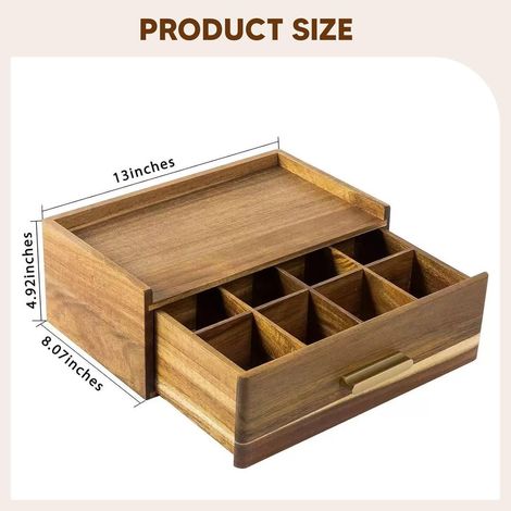 Scatola in legno per bustine di tè, contenitore per bustine di tè, cassetto contenitore, contenitore da cucina, porta bustine di tè (1/5)
