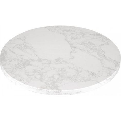 Plateau de table rond (H)29 x (Ø)600 mm, effet marbre blanc