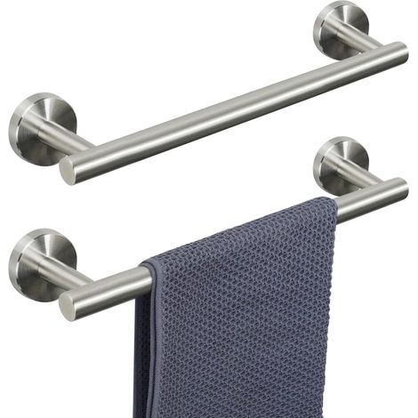 Porte-serviettes mural pour salle de bain, accessoires de salle de bain, porte-serviettes de douche en acier inoxydable épais (lot de 2, nickel brossé, 40 cm) (1/5)