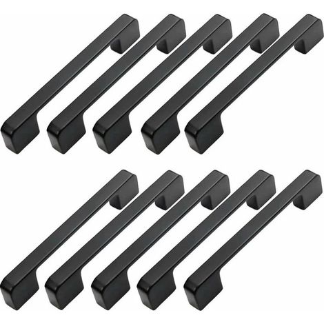 10pcs Poignée Meuble Entraxe 160mm-Poignée Porte Cuisine Noire Poignee Barre Meuble Poignee De Cuisine Noire 160mm (1/5)