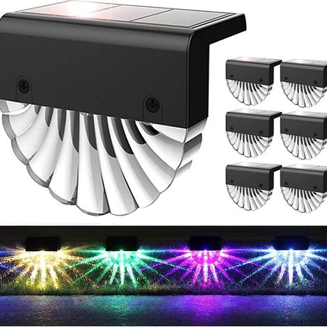 Lot de 6 lampes solaires d'extérieur pour terrasse, éclairage RGB pour marches, AquaForge (1/5)