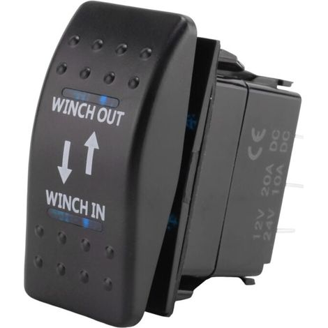 Interruttore a bilanciere ON-OFF-ON 7 pin LED blu per verricello 12V 20A (1/4)