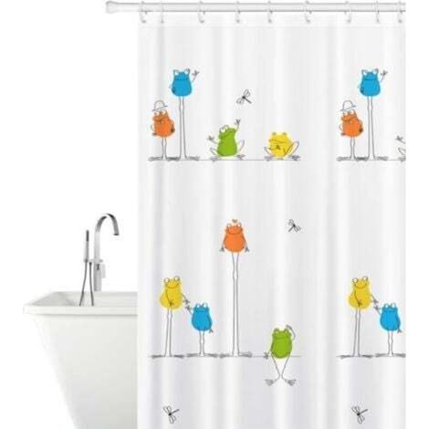 [NON UTILIZZATO] Tenda da doccia e da bagno in poliestere impermeabile con stampa di rane, dotata di 12 anelli, resistente alla muffa e lavabile in lavatrice, 180 x 180 cm.
