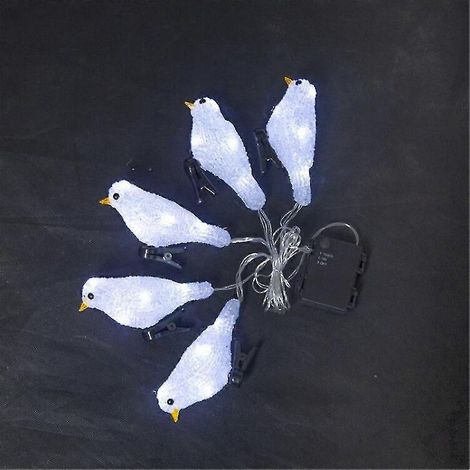 Lichterkette mit Vogelmotiv für die weihnachtliche Außendekoration, 5 Acryl-LED-Lichter mit wasserdichten Clips (1/2)