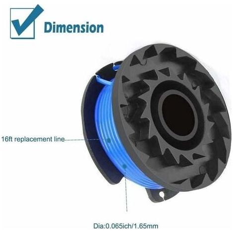 Bobine double de cordon Compatible avec Greenworks tondeuses à gazon série 40 V,1,65mm Outil de taille-bordures de bobines de remplacement automatique,6 pièces (1/4)