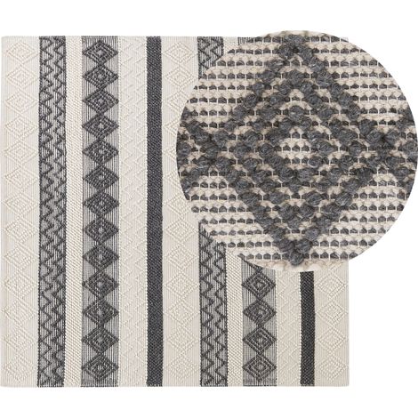 Alfombra de lana beige claro gris oscuro 200 x 200 cm hecho a mano Davutlar