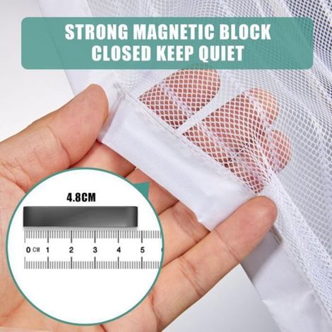Moustiquaire Magnétique - 120x220 cm - Pour Porte Intérieure - Maille Dense - Blanc - 1 Pièce (1/4)