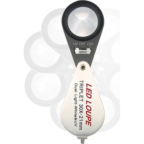 30X Mini Loupe de Bijoutier LED Multifonctionnelle de Poche Portable 21mm 6 Loupe Triplet Loupe Lumières Circulaires en Forme de 6 Intégrées Détecteur de Contrefaçon Ultraviolet (1/5)