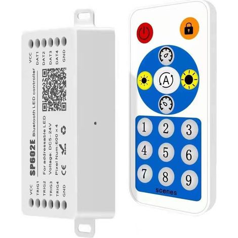 SP602E 4-Channel Bluetooth Controller for RGB LED Strips, Mobile App, 5-24V