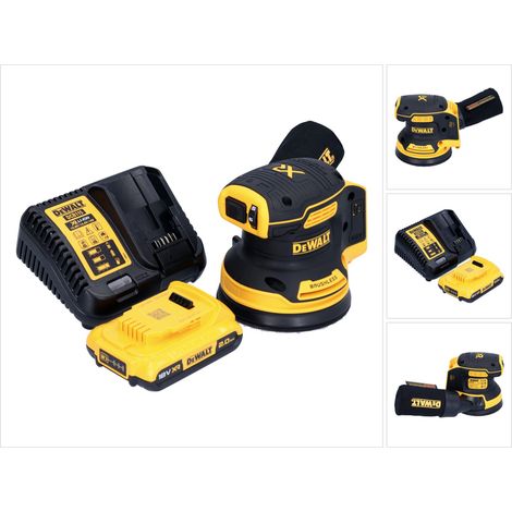 Dewalt – Ponceuse excentrique sans fil 18V 125 mm – Moteur Brushless – 8000-12000 tr/min – Pour bois dur et teck – Avec 1 batterie 2.0Ah et chargeur