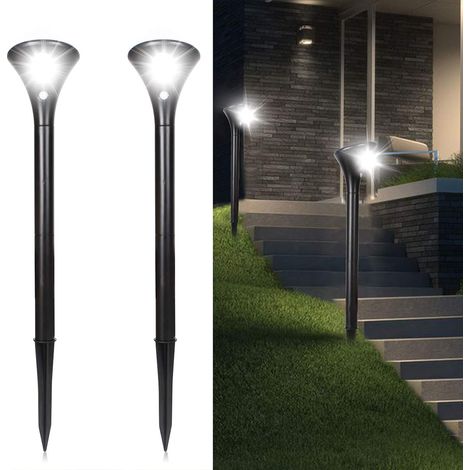 2 lampes solaires de jardin avec détecteur de mouvement, spots paysagers extérieurs, éclairage de pelouse, pack de 2 pièces (1/5)