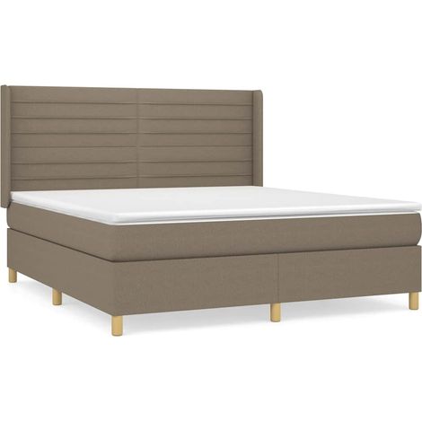 Maison Exclusive - Sommier à lattes de lit avec matelas Taupe 160x200 cm Tissu (1/5)