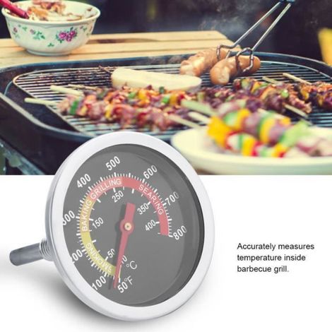 Thermomètre - Acier Inoxydable - 50 À 800 ℉ - Pour Four Barbecue Grill Fumoir - 1 Pièce (1/4)