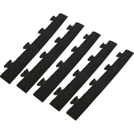 Pack 5 Bordures Males pour Dalle PVC noire Clipsable Sol Antidérapant Carré Garage Atelier PS50CRN/M INTEC (1/5)