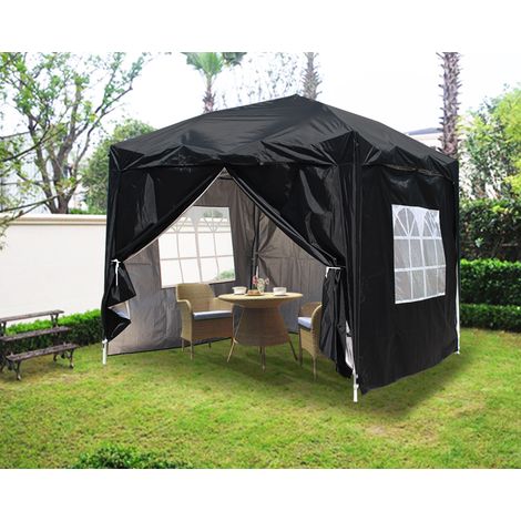 Greenbay Garden Pop Up Gazebo Party Tent Canopy With 4 Sidewalls and Carrying Bag Black 2x2M (1/5)