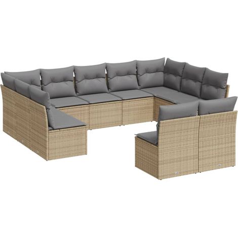 Maison Exclusive - Set de sofás de jardín 11pzas con cojines ratá (1/3)