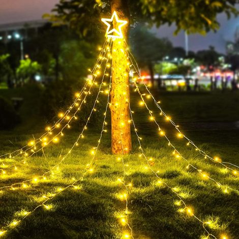 LED Lichterkette Außen WarmWeiß 3.5m 350 LED Weihnachtsbeleuchtung Aussen Strom lichterketten mit 8 Leuchtmodi, Wasserdicht für Party, Garten, Baum, Weihnachten Deko [Energieklasse G]