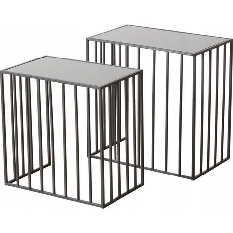 Boltze JORIS conjunto de 2 mesas auxiliares negras 45-50 cm