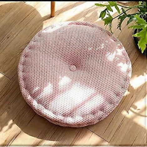 Rundes Stuhlkissen, 40 cm, waschbar, aus strukturierter Baumwolle und Leinen, für Garten, Wohnzimmer oder Büro (hellrosa)