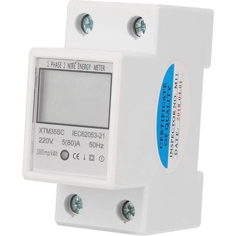 Compteur D'électricité Numérique 220 V 5 (80) A Compteur D'énergie Numérique à Rail DIN Monophasé 2 Fils 2 P Compteur électrique à Rail DIN Compteur électronique KWh