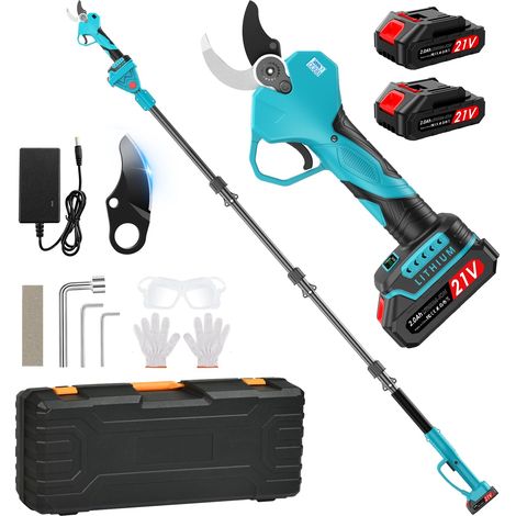 Secateur Electrique Sans Fil,Avec Perche Télescopique de 200 cm, Ouverture de 50 mm, Taille D'ouverture de 2 2Ah Avec Moniteur, Sécateur Avec Moteur Sans Balais de 1000W Pour Jardinage,Fruitiers (1/5)