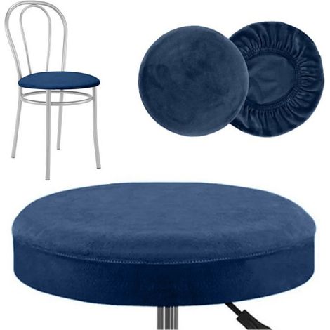 Housse Pour Siege De Chaise Ronde - Velours Bleu Marine - Diametre 36 A 42 Cm - 1 Piece (1/5)