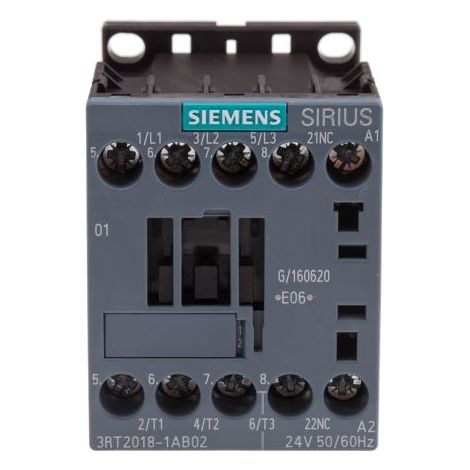 Contacteur Siemens série 3RT2, 3 pôles , 3NO, 16 A, 24 V c.a., 7,5 kW ( Prix pour 1 )