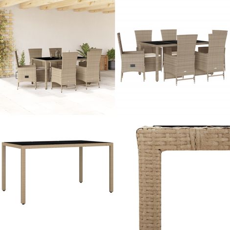 Ensemble à manger de jardin et coussins 7 pcs beige poly rotin - Salon De Jardin - Meuble De Jardin - Set Salon De Jardin - Table De Jardin - Chaises De Jardin - Home & Living (1/5)