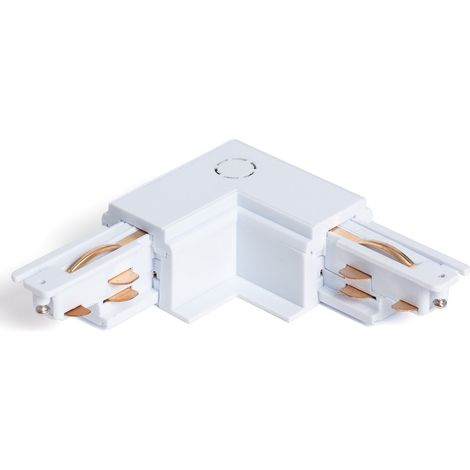 Conector 'Right Side' Tipo L para Carril Trifásico DALI Empotrable Aluminio Blanco (1/4)