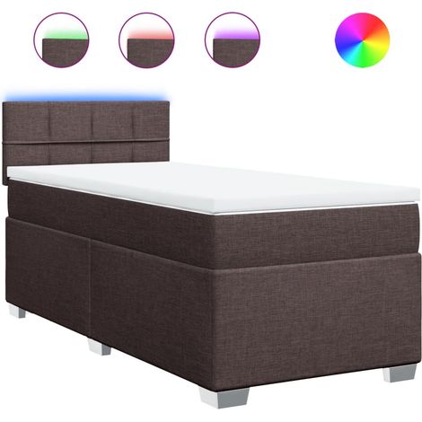 Maison Exclusive - Cama box spring con colchón tela marrón oscuro (1/5)