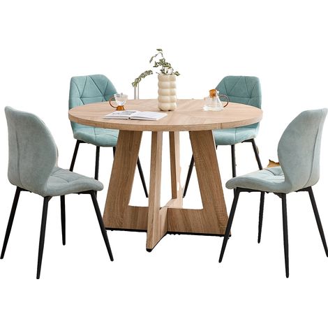 Ensemble de Table à Manger, Table Ronde Moderne, Chaises Rembourrées, Ensemble de menthe (1/2)