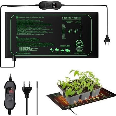 [JAMAIS UTILISÉ]Tapis Chauffant Plante, 20 x 10 in Tapis Chauffant Semis avec Thermostat, 50W Imperméable Tapis Chauffant pour Plantes, Réglable en Temps Tapis Chauffant pour Semis, Animaux, Germinati (1/4)