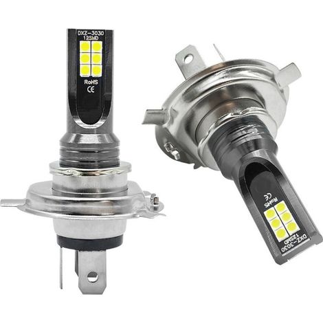 Ampoule H4 - Feu Avant Moto Voiture - Double Fonction Haut/Bas - Blanc Xenon 6500 K - 2 Pièces (1/5)
