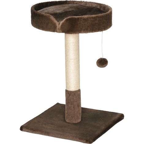 Small Cat Tree for Indoor Cats  Sisal Scratching Post Kitten Bed Cushion Ball Toy, Brown, 45x45x70 cm (1/5)