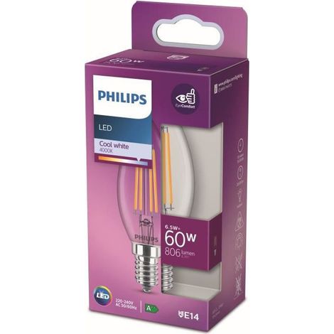 Bombilla LED Philips Equivalente a 60W E14 Blanca Fría No Regulable