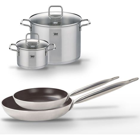 Lot Poêles 24cm & 28cm avec revêtement céramique sans PFAS & Faitouts 20cm & 26cm Elo Bistro Line Citrin (1/5)